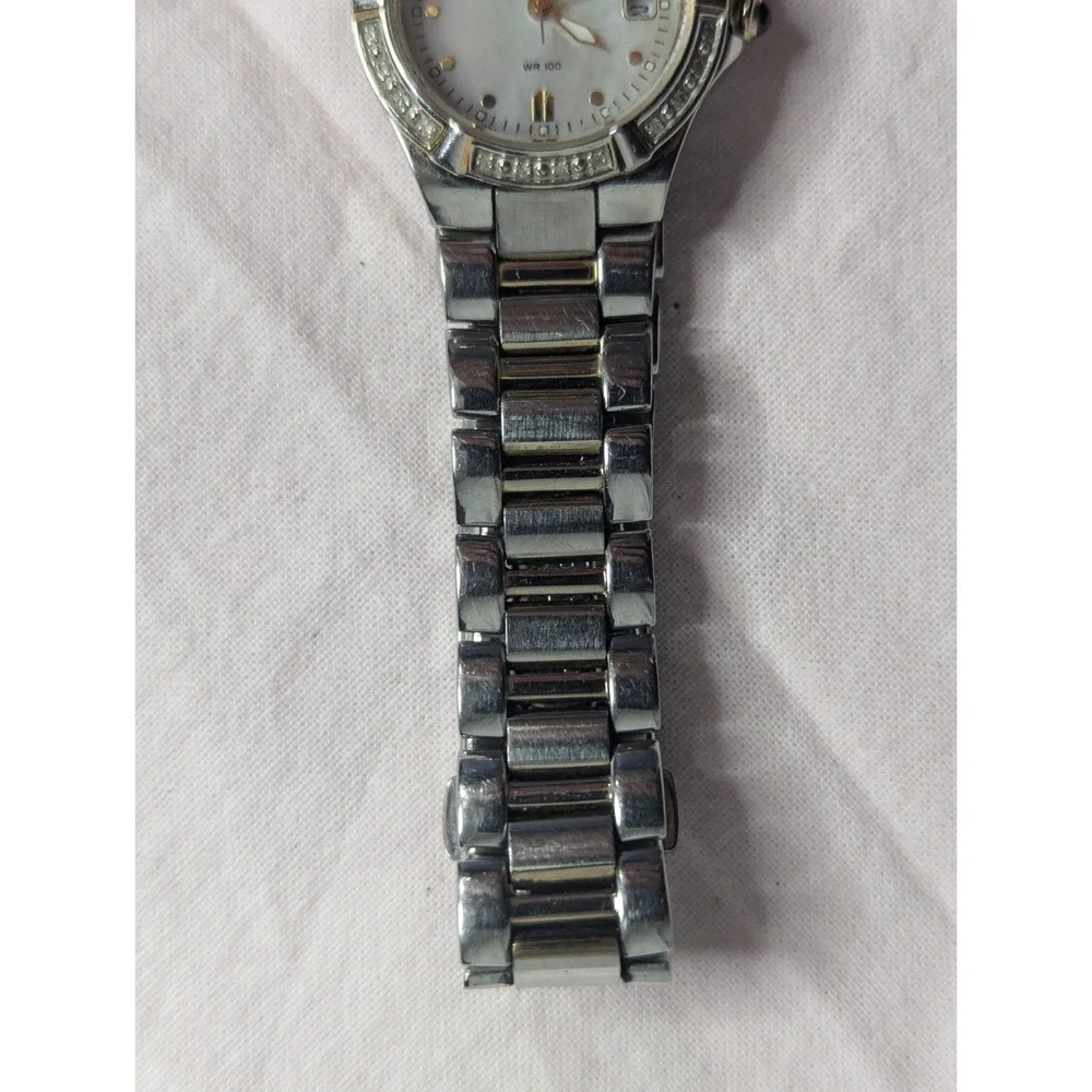 WORKING Citizen Eco-drive‎ Diamond accent 2 tone Womens mother of pearl Watch